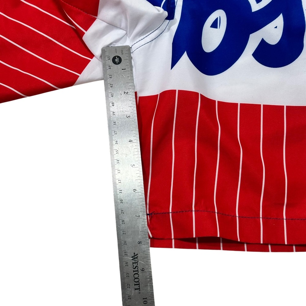 Pabst Blue Ribbon Mens Pinstripe Swim Trunks Blue Red White Medium NEW - Picture 8 of 9